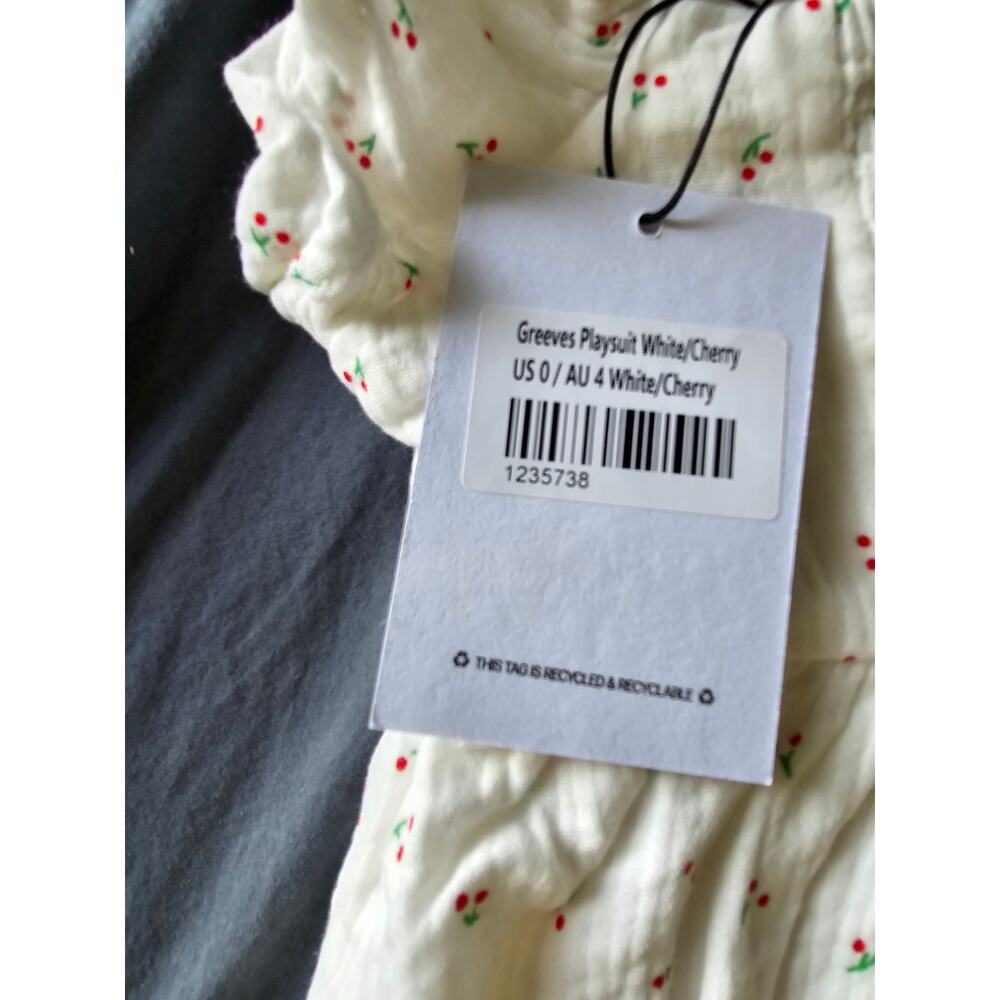 COPY - NWT Princess Polly GREEVES ROMPER WHITE / CHERRY size 0 - Picture 7 of 7